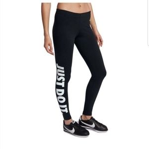 Black Nike Leggings with White "Just Do It" Detail